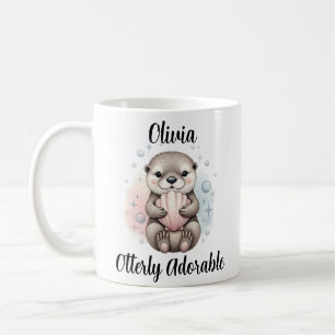 Baby Otter with Seashell "Otterly Adorable" Coffee Mug