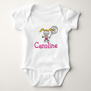 Baby outfit with custom name and tennis cartoon bodysuit
