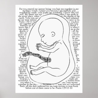 Baby Outline with Psalm 139:13-16  Poster