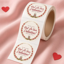 Baby Owl Be Your Valentine Class Sticker Roll