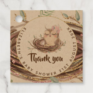 Baby Owl Couples Shower Rustic Eggs Nest Thank You Favour Tags