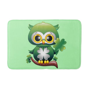 Baby Owl Cute St Patrick Cartoon Bath Mat