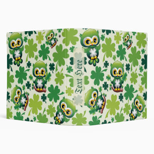 Baby Owl Cute St Patrick Cartoon Binder