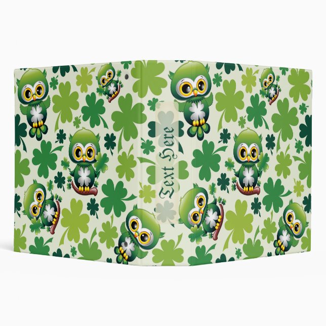 Baby Owl Cute St Patrick Cartoon Binder (Background)
