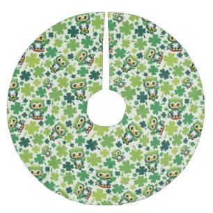 Baby Owl Cute St Patrick Cartoon Brushed Polyester Tree Skirt