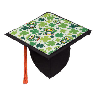 Baby Owl Cute St Patrick Cartoon Graduation Cap Topper