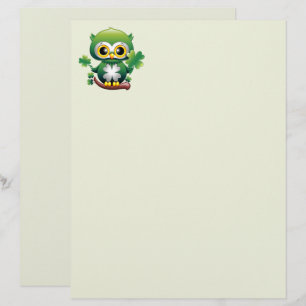 Baby Owl Cute St Patrick Cartoon Letterhead
