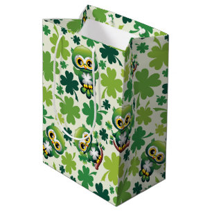Baby Owl Cute St Patrick Cartoon Medium Gift Bag
