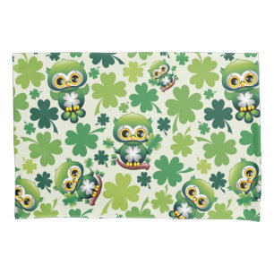 Baby Owl Cute St Patrick Cartoon Pillowcase