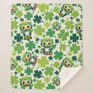 Baby Owl Cute St Patrick Cartoon Sherpa Blanket