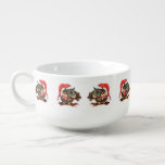 Baby Owl In Christmas Hat and Gift Soup Mug<br><div class="desc">Soup Mugs with Cute Baby Owl In Christmas Hat and Gift - Painting Funny Bird Fun Collection - Choose / Add Your Unique Text / Name / Colour - Make Your Special Gift - Resize and move or remove / add elements - image / text with customization tool. Painting and...</div>