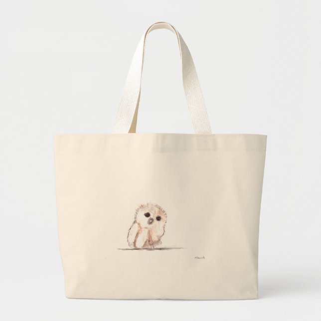 Baby owl small bird large tote bag (Front)