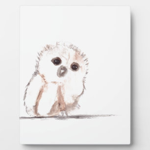 Baby owl small bird plaque