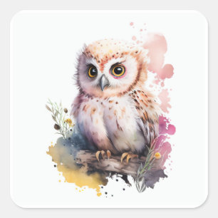 Baby Owl Square Sticker