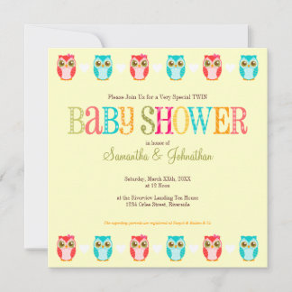 Baby Owls - Invitation à la douche pour filles et 