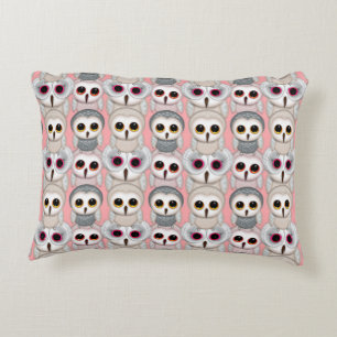 Baby Owls On Pale Pink Background Pattern Accent Pillow