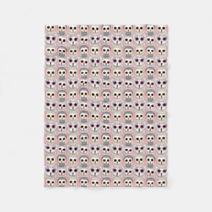 Baby Owls On Pale Pink Background Pattern Fleece Blanket