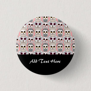 Baby Owls on Pink Pattern 1 Inch Round Button