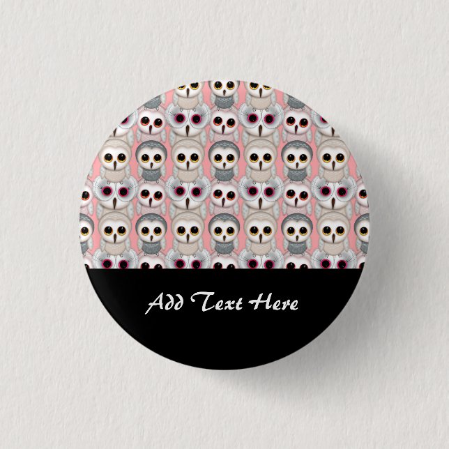 Baby Owls on Pink Pattern 1 Inch Round Button (Front)