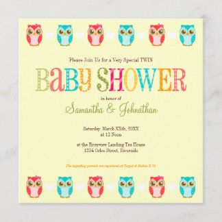 Baby Owls - One of Each! Twins Shower Invitation
