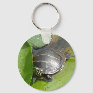 Baby Painted Turtle on Lilypad Items Keychain