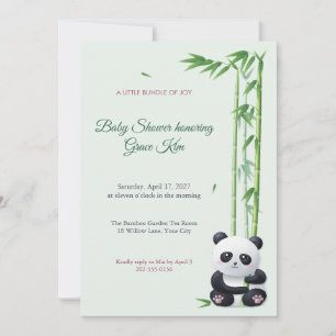 Baby Panda and Bamboo Baby Shower Invitation