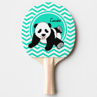 Baby Panda; Aqua Green Chevron Ping Pong Paddle