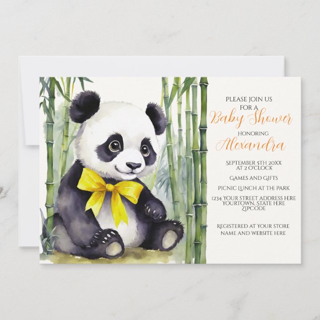 Baby Panda Baby Shower Invitation (Front)