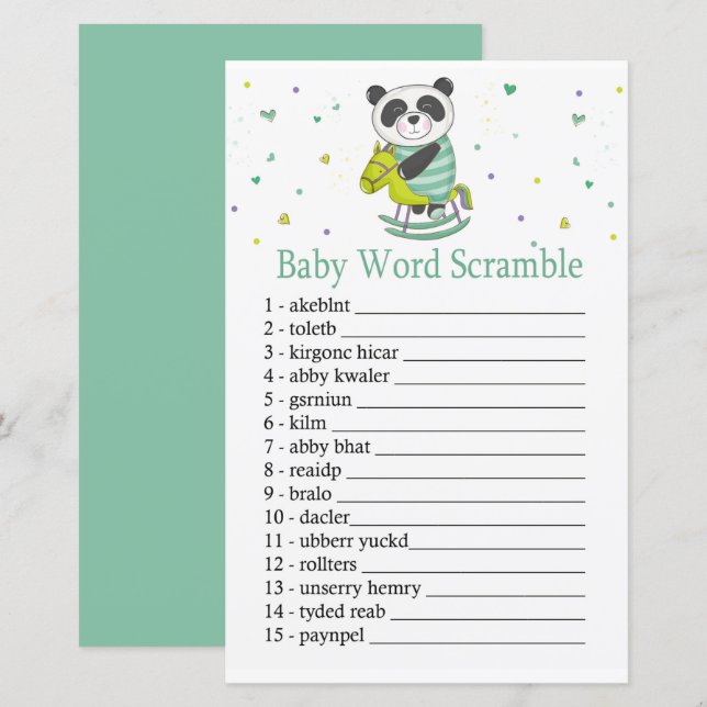 Baby Panda Baby word scramble game (Front/Back)