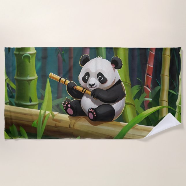 Baby Panda Bear Art for Kids Beach Towel (Front)