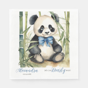 Baby Panda Bear Bearly Wait Boy Baby Shower Napkin