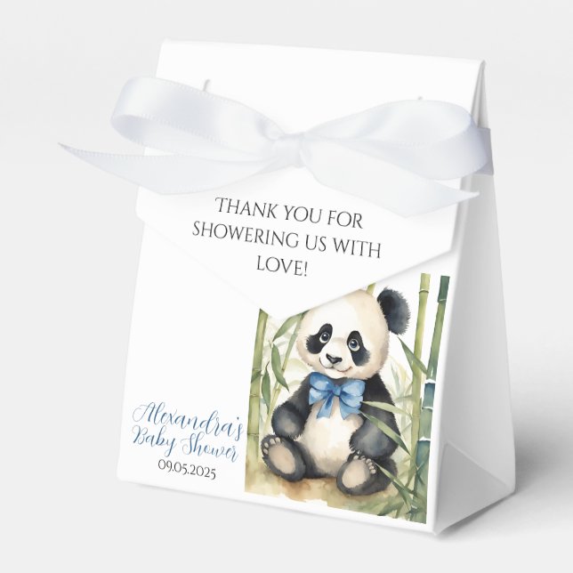 Baby Panda Bear Boy Baby Shower Favor Box (Front Side)