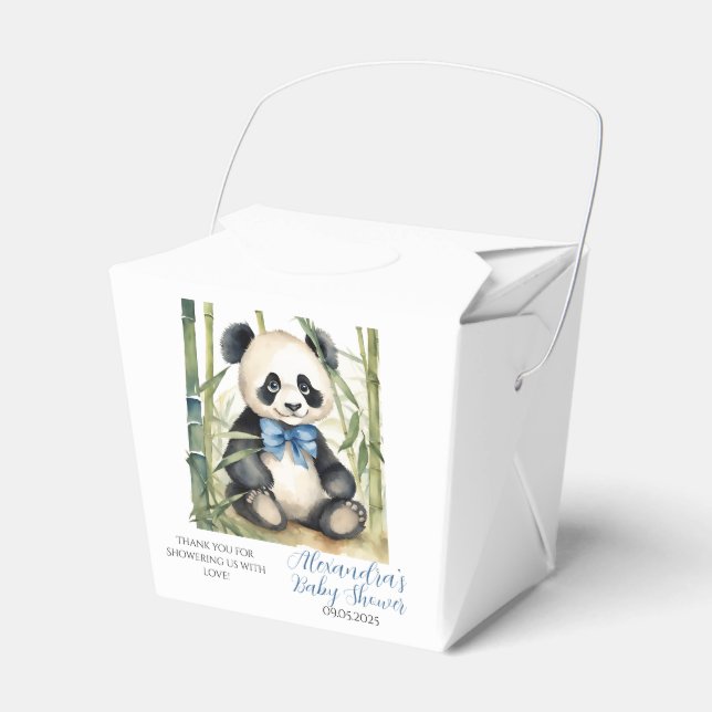 Baby Panda Bear Boy Baby Shower Favor Box (Front Side)