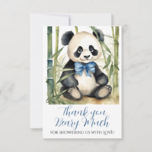Baby Panda Bear Boy Baby Shower Thank You Card