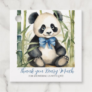 Baby Panda Bear Boy Baby Shower Thank You Favour Tags