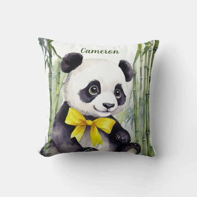 Baby Panda Bear Gender Neutral Personalized  Throw Pillow (Front)