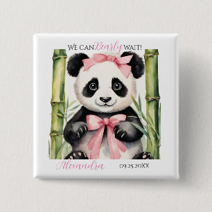 Baby Panda Bear Girls Baby Shower 2 Inch Square Button