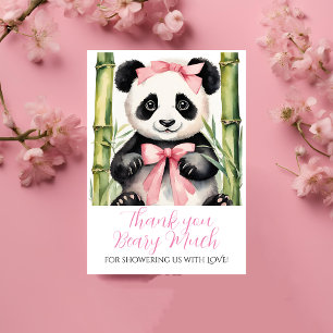 Baby Panda Bear Girls Baby Shower Thank You Card