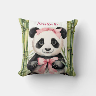 Baby Panda Bear Girls Personalized Throw Pillow