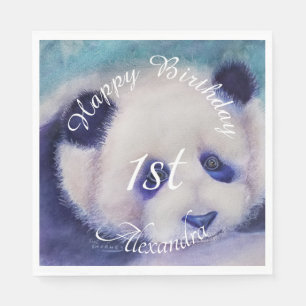 Baby Panda Bear Happy Birthday Napkin