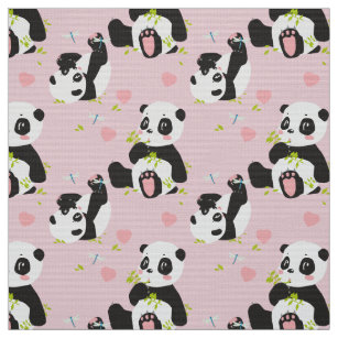 Baby Panda Bear Pink Fabric