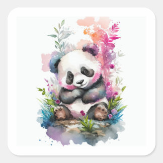 Baby Panda Bear Square Sticker