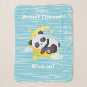 Baby Panda Bear Sweet Dreams Personalized Sherpa Blanket