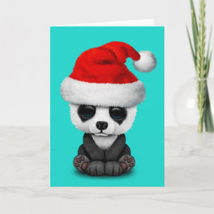 Baby Panda Bear Wearing a Santa Hat Holiday Card