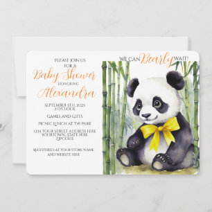Baby Panda Bearly Wait Baby Shower Invitation