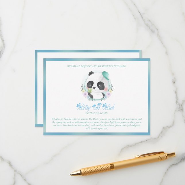 Baby Panda Blue Baseball Cap Enclosure Card (Front/Back In Situ)