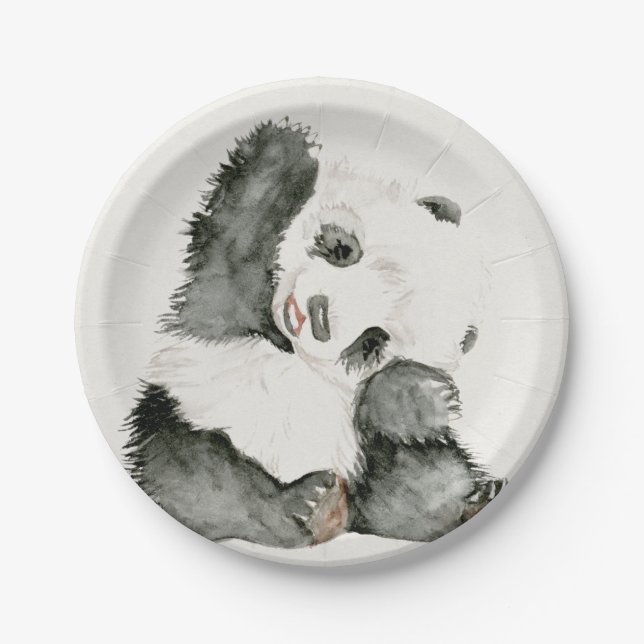 Baby Panda | Cute & Furry Paper Plate (Front)