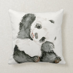 Baby Panda   Cute & Furry Throw Pillow