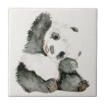 Baby Panda | Cute & Furry Tile<br><div class="desc">This watercolor print features a soft furry panda bear | By Melissa Wang</div>