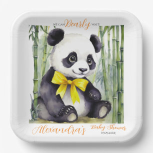 Baby Panda Gender Neutral Bearly Wait Baby Shower Paper Plate
